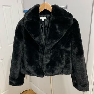 Topshop Cropped Faux Fur Jacket